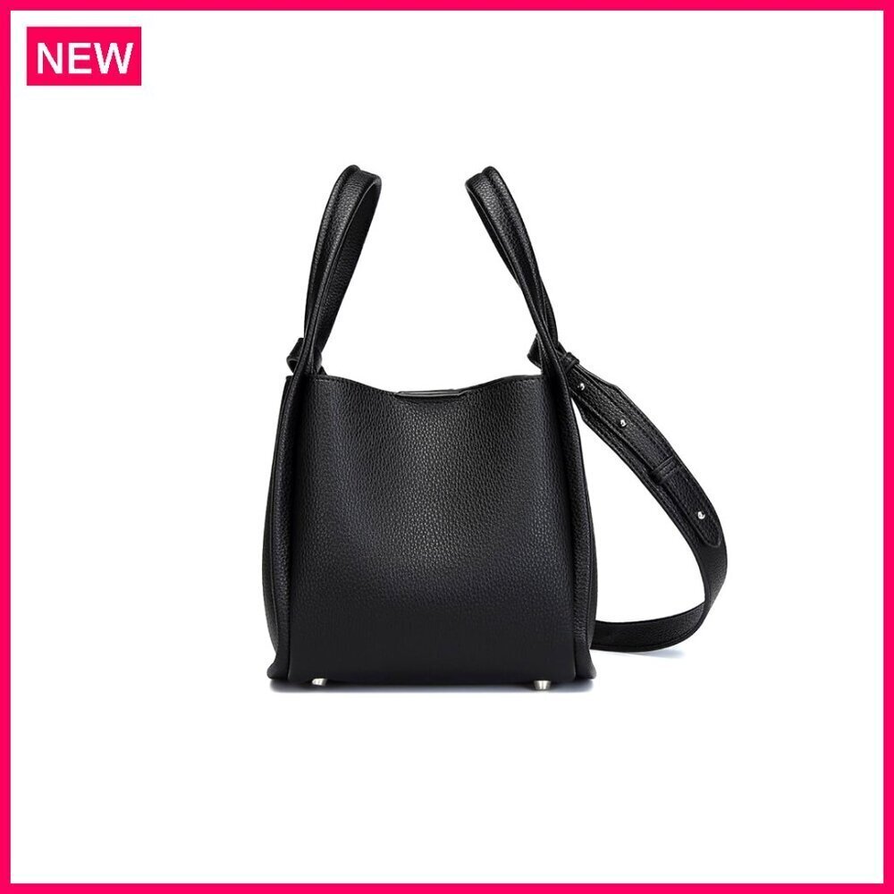Faux Leather Tote Bag with Zipper, Spacious Slouchy Handbag for Women